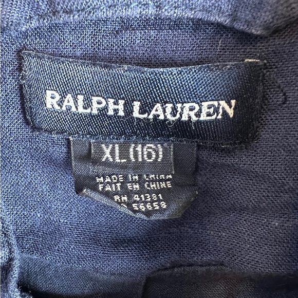Ralph Lauren Girls Navy Blue Vest Size 16 Linen Blend - Picture 8 of 14